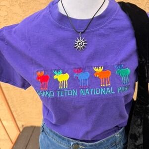 purple vintage 90's grand Teton national park shirt